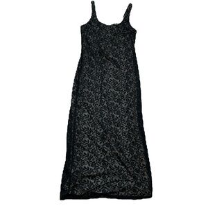 Y2k Express Burnout Floral Goth Nude Lined Maxi Slip Dress Womens 1/2